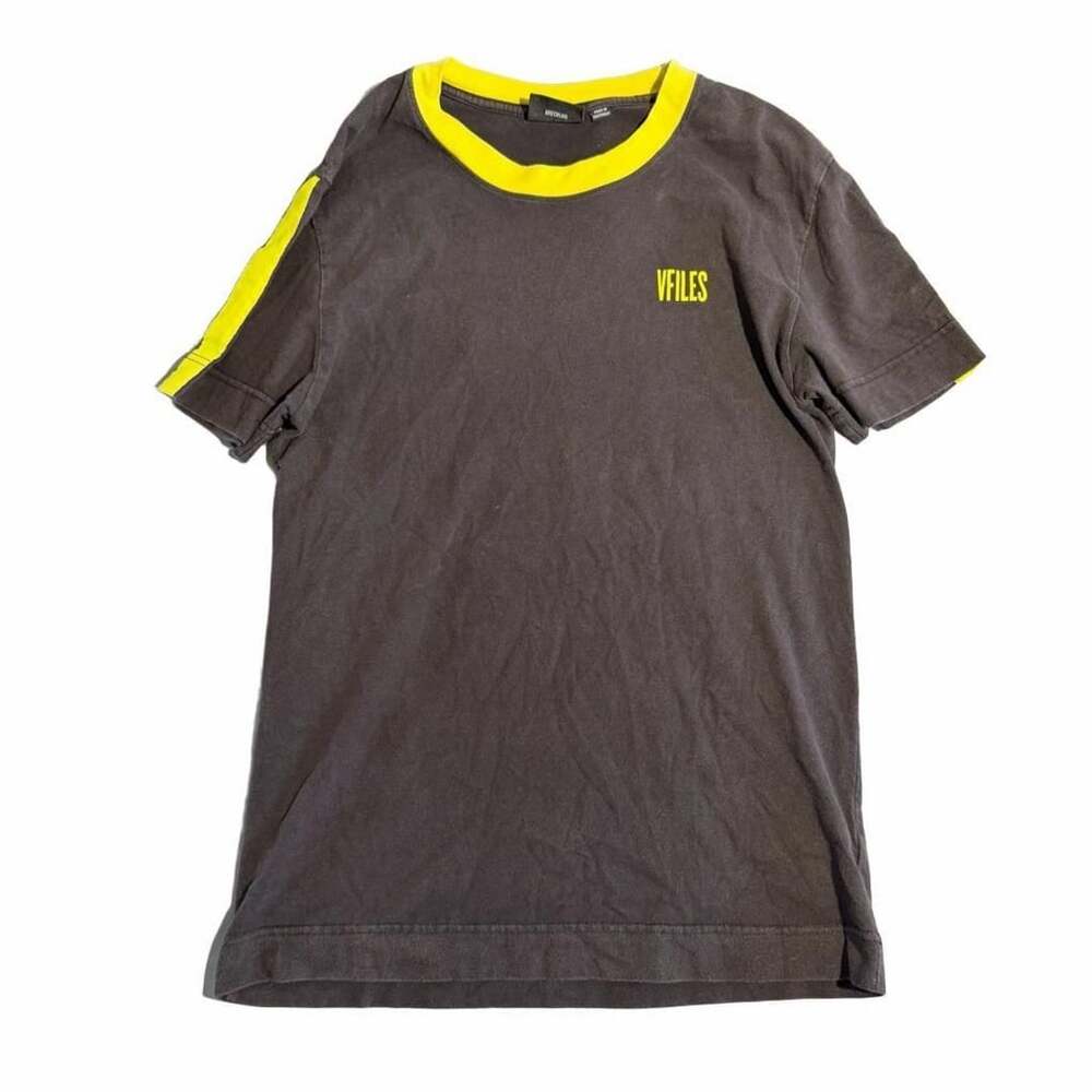 Vfiles + Uo Ringer Tee Size Medium Gray Yellow Graphic Short Sleeve